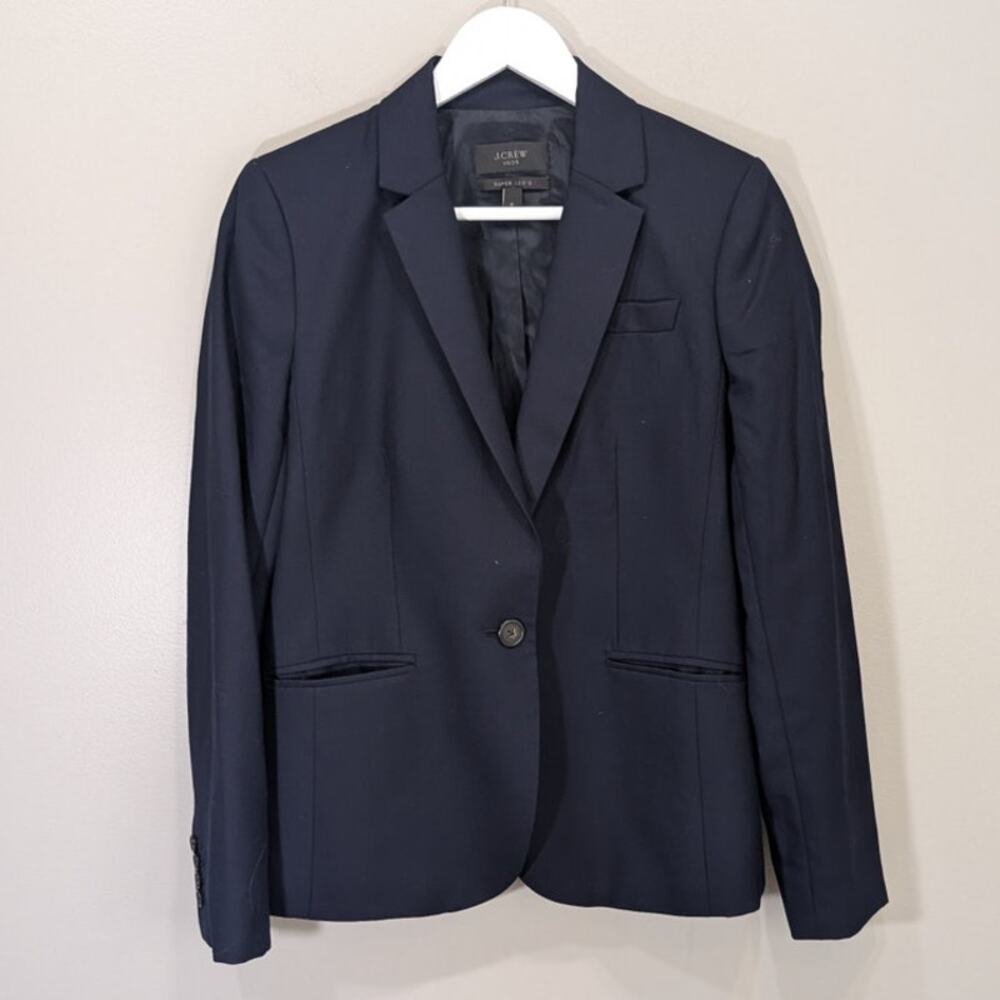 J.Crew Campbell Blazer Super 120s Navy Wool Suit Jacket Office Classic Size 6